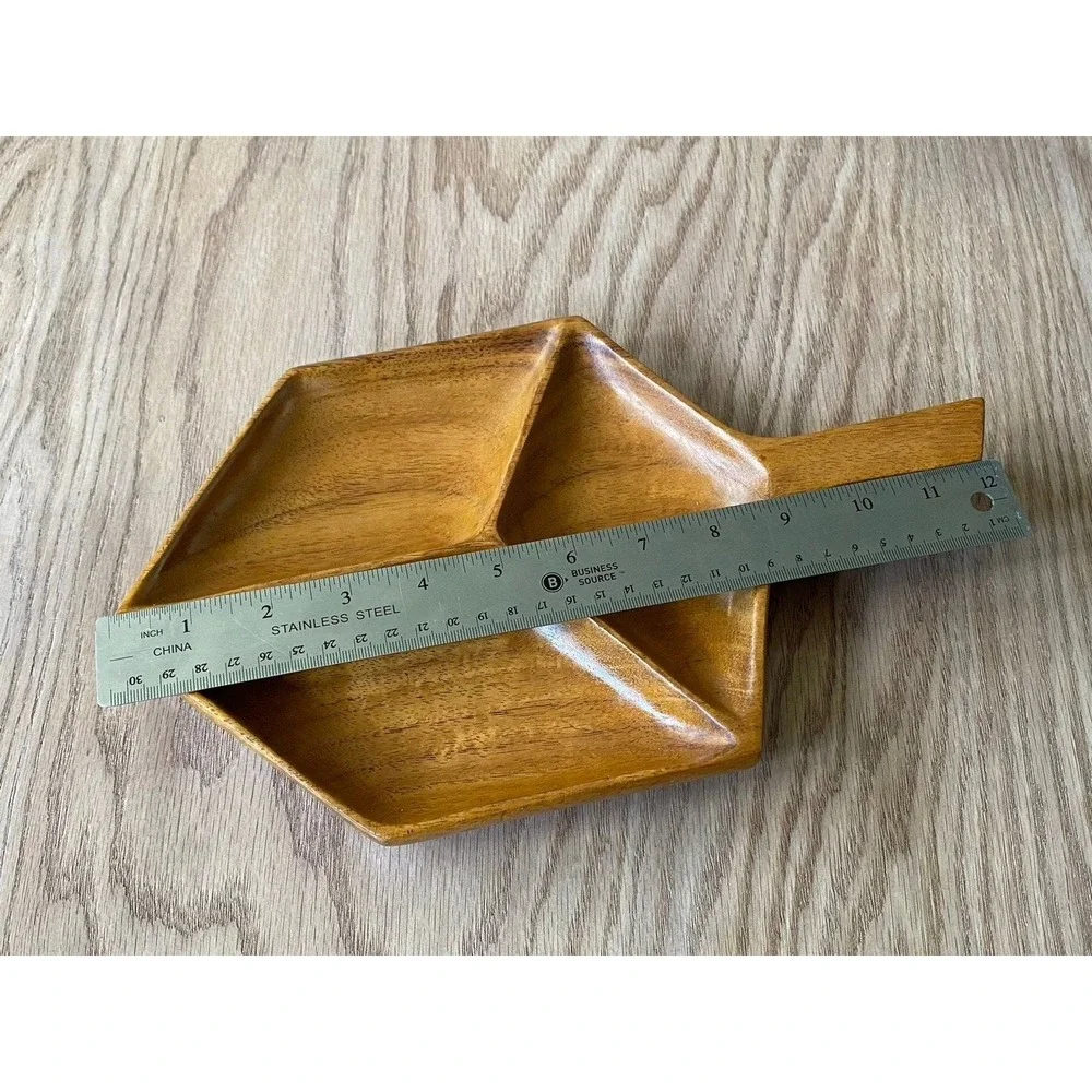 Wooden plate appetizer-Vintage Haitian‎ Wood Genuine Taverneau.